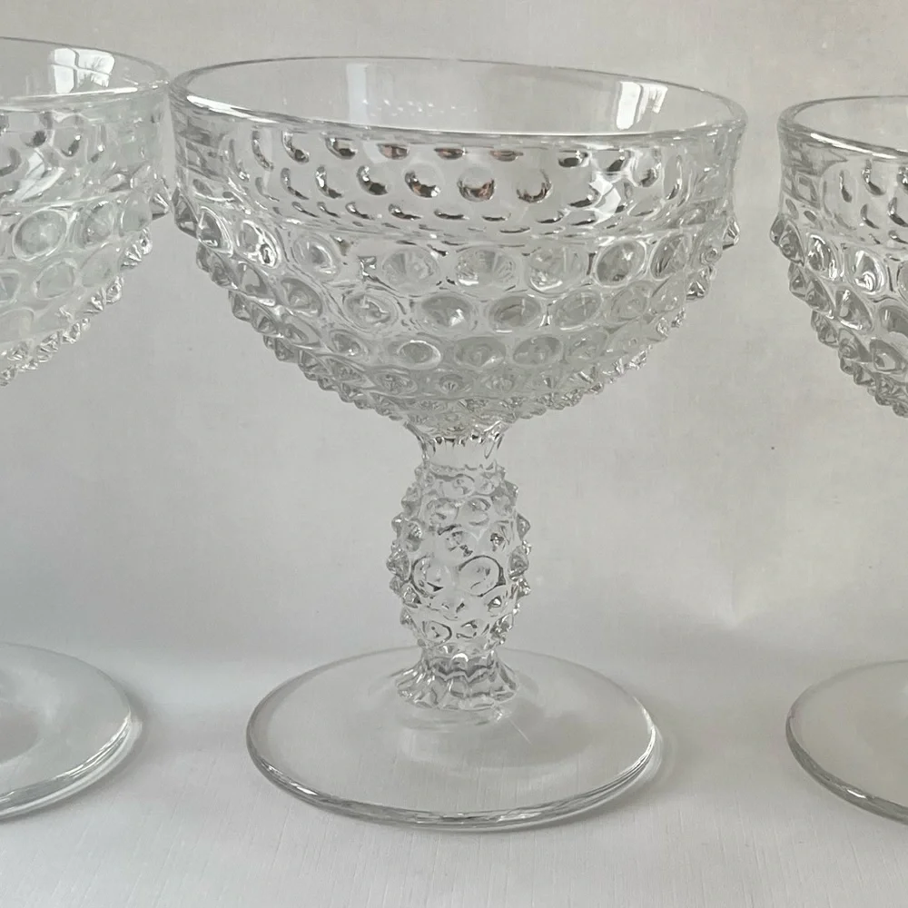 Hobnail Clear Pressed Glass Champagne/Tall Sherbet by Duncan & Miller (Set of 4)